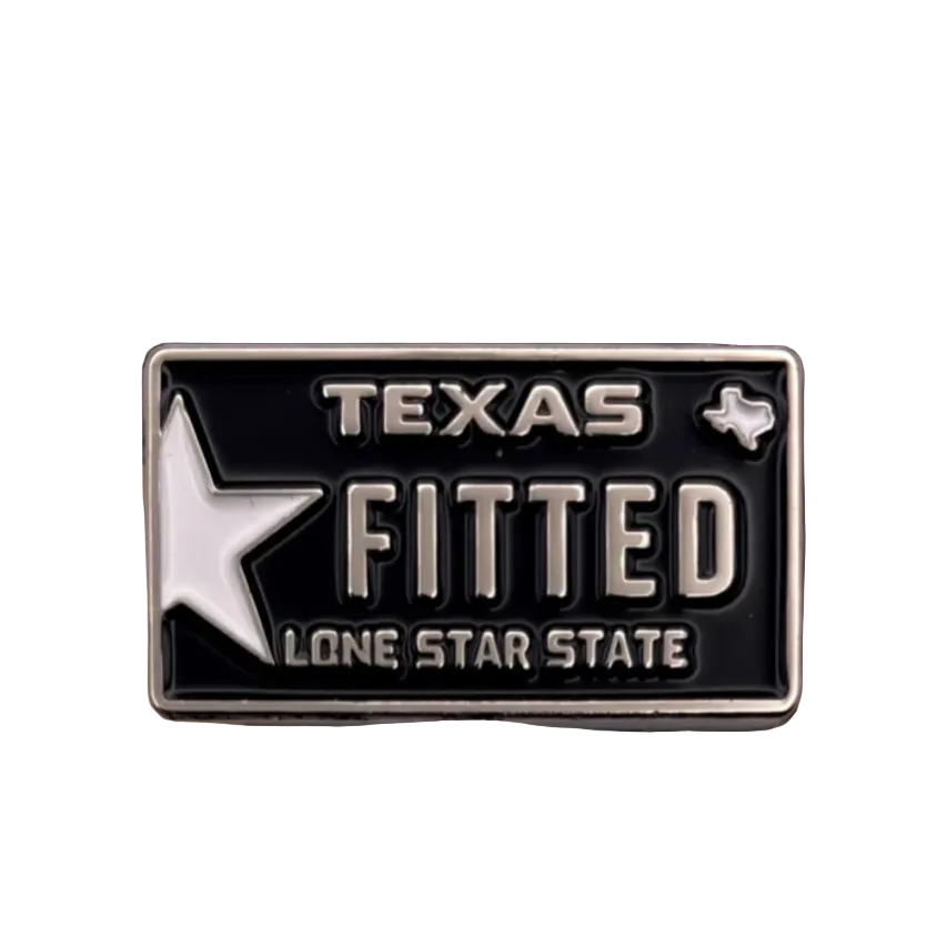 Texas Fitted Pin Silver Metal black & white